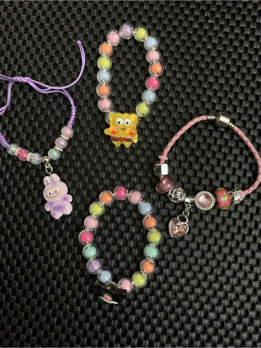 Kids Pastel Bracelet Bundle!! Three Character Braclets & One Charm Bracelet!!